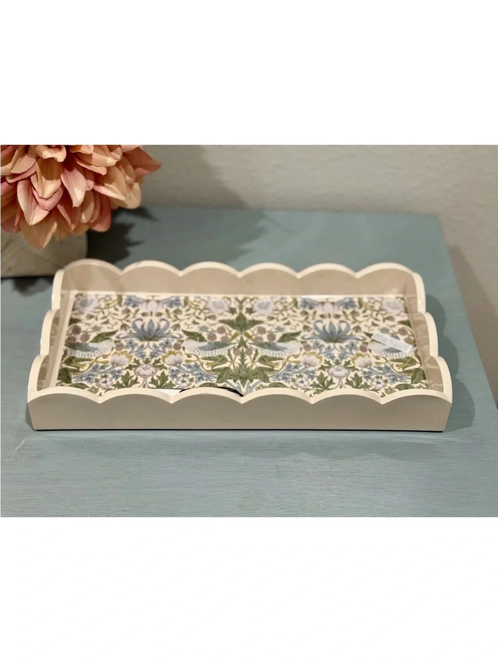 Morris & Co Strawberry Thief Scalloped Decorative Vanity Tray 12